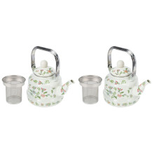 2Pcs Vintage Style Enamel Tea Kettle Convenient Handheld Water Kettle