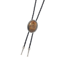 Vintage-Krawatte aus Leder im indigenen Stil mit Steinmuster,-A
