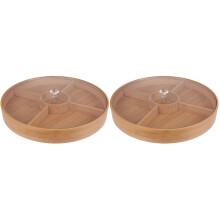 2Pièces Plateau De Rangement En Bambou Khaki