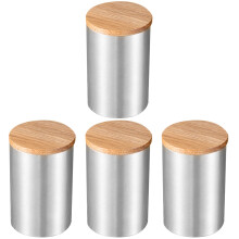 4Pièces Boîtes À En Bois Argentées Pour Stockage Fraîcheur