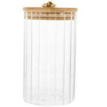 3Pièces Bocaux Verre Transparent Couvercles Bambou Pour Cuisine