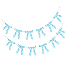 Pack Of 2 Elegant Pearls Beaded Bows Ribbon Garlands For-Blue