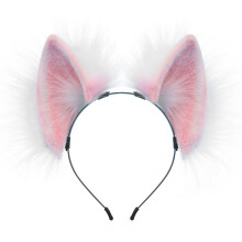 Bandeau oreilles de renard et de loup, coiffure-rose blanc