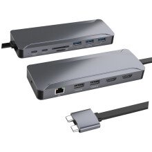 Séparateur de hubs USB C à 13 ports pour avec fente pour carte