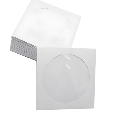 Sacs en papier blanc de 12cm pour disques CD et DVD,-200 pièces