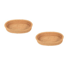 2Pcs Multifunctional Woven Storage Basket Light Brown for Home