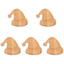 5Pcs Handcrafted Light Yellow Wood Christmas Hat Tray for Party Use