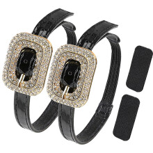Glittering Rhinestones Dress Shoe Lace Rhinestones Buckles-Gold