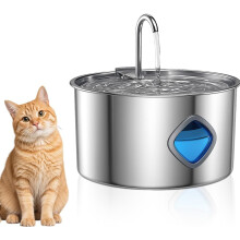 (Silver, -) 3,2L Hundewasserbrunnen, Edelstahl automatischer Haustier-Trinkbrunnen