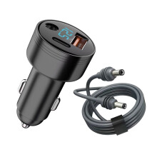 Universele autolader met USB C PD 45W en USB A-Zwart 5 meter