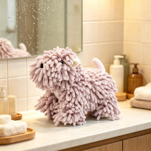 (Pink, -) Asciugamano mano in ciniglia cucciolo, morbido per bagno e cucina