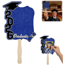 (Blue, -) 2026 diploma dubbelzijdige DIY foto uitsnede gezicht waaier