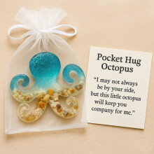 (Octopus, -) Harz Tier Taschenhug Hüter mit Karte, Ermutigungsgeschenk