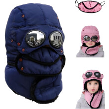 (Child Blue, -) Winter thermische Brille mit Brille, winddichte Ski Maske Kappe für Radfahren