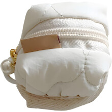 (White, -) Mini fluffig kanin plysch påse, mjuk väska för AirPods & smycken