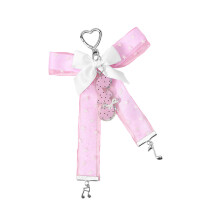 Stylish Star Pattern Bowknot Dot Musical Note Keyring-Pink