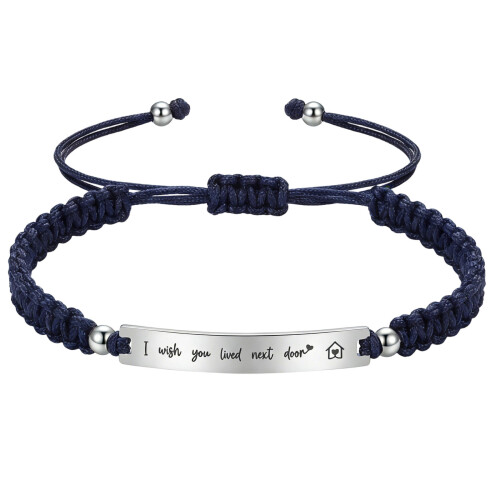 Adjustable Graduation Friendship Bracelet With-Navy Blue