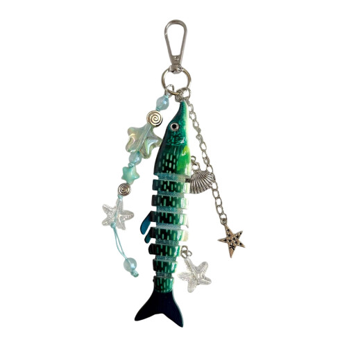 ABS Plastic Flexible Joint Fish Shaped Keychain Charm-pattern 5