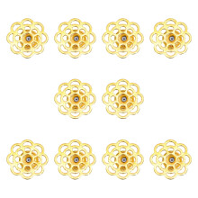 Supports de boucles d'oreilles florales, 10 pièces,-Couleur or