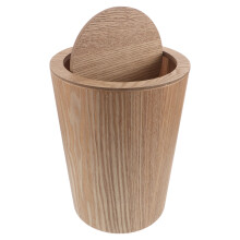 9Light Brown Wood Trash Can with Flip Lid for Bedroom Office Daily Use