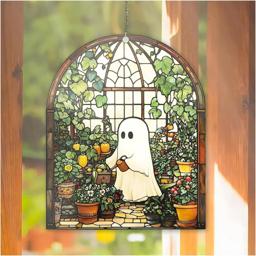 (#02, -) Suncatcher θερμοκηπίου φαντάσματος, κρεμαστό - Halloween wall hanging
