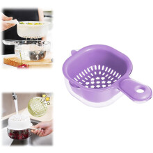 (Purple, -) Στραγγιστήρι φρούτων διπλής στρώσης με λαβή, για μούρα - Dual-layer colander