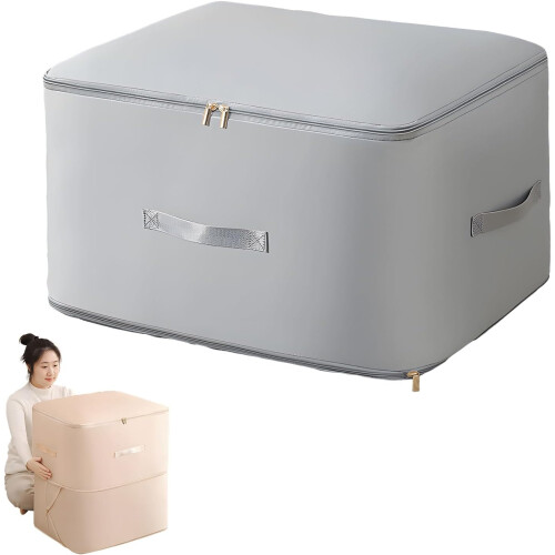 (Grey, XL (54*42*60CM)) Ultra Space Saving Self Compression Organizer Bag, for Comforters