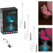 (3PCS, -) 3 stuks toilet nachtlampje met sterprojectie – 16 kleuren bewegingssensor