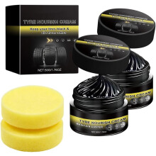 (2 pack with car wash sponges, -) 3-pack banden glanscrème met auto wassponzen – keramische coating voor diepzwarte glans