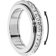 (Size 8, -) Fidget ringen voor dames heren – staal sprankelende draaiende ring met kubische zirconia