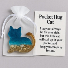 (Cat, -) Harz Tier Taschenhug Hüter mit Karte, Ermutigungsgeschenk