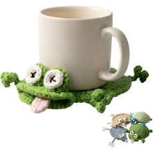(Frog, -) Set 4 posavasos rana divertido, novedad tejido para escritorio café