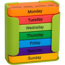 (Gre'en, -) Weekly Pill Organizer, 4 Times a Day Stackable Daily Medication Case