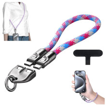 (Pink, 0.3 M) 240W C naar C oplaadkabel met draagbare armband en telefoonlanyard