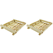 2Pcs Lightweight Woven Bamboo Snack Tray Home Bread Storage Decorative
