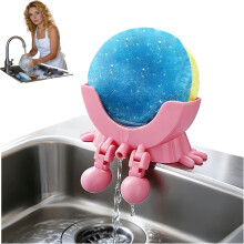 (Pink, -) 4-in-1 Funny Peeing Scrub Sponge Holder for Kitchen Sink