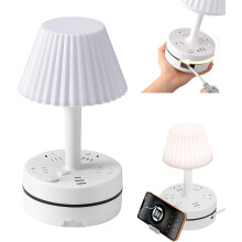 (White, -) Lampada comodino con prese AC e USB, multifunzione