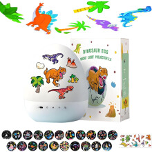 (NO music, -) Dinosaur Egg Night Light Projector, 360 Rotation & 21 Effects for Kids