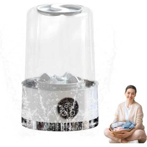 (White, -) Foldable Portable Washing Machine, Mini Washer for Small Clothes
