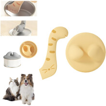 (Yellow, -) Cute Paw Shape Cat & Dog Food Can Cover Lids, One Lid One Spoon
