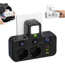 (Black 2 Hole, -) Toren slimme stekkerdoos met USB-poorten – meerdere stopcontacten voor kantoor