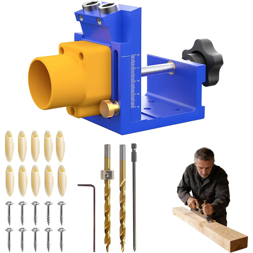 (Blue-a, -) Kit gabarit trou pocket 15, menuiserie DIY