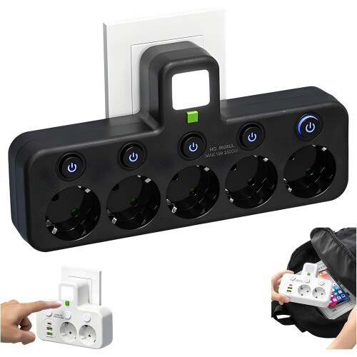 (Black 5 Hole, -) Multiprise tour USB, pour bureau