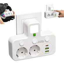 (White 2 hole, -) Toren slimme stekkerdoos met USB-poorten – meerdere stopcontacten voor kantoor