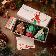 (#02, -) Conjunto de Velas Aromáticas Natal, Formas de Alce e Homem-Biscoito