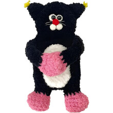 (Black Cat, -) Gehaakte handgemaakte knuffel oortelefoonhoesje – gebreide opbergzakje voor sleutelhanger