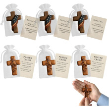 (6 PCS, -) 6 kpl puinen tasku rukous risti, fidget ahdistukseen ja käsitöihin