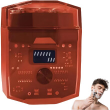 (Red, -) Gennemsigtig Mini Elektrisk Barbermaskine til Mænd, Genopladelig Vandtæt