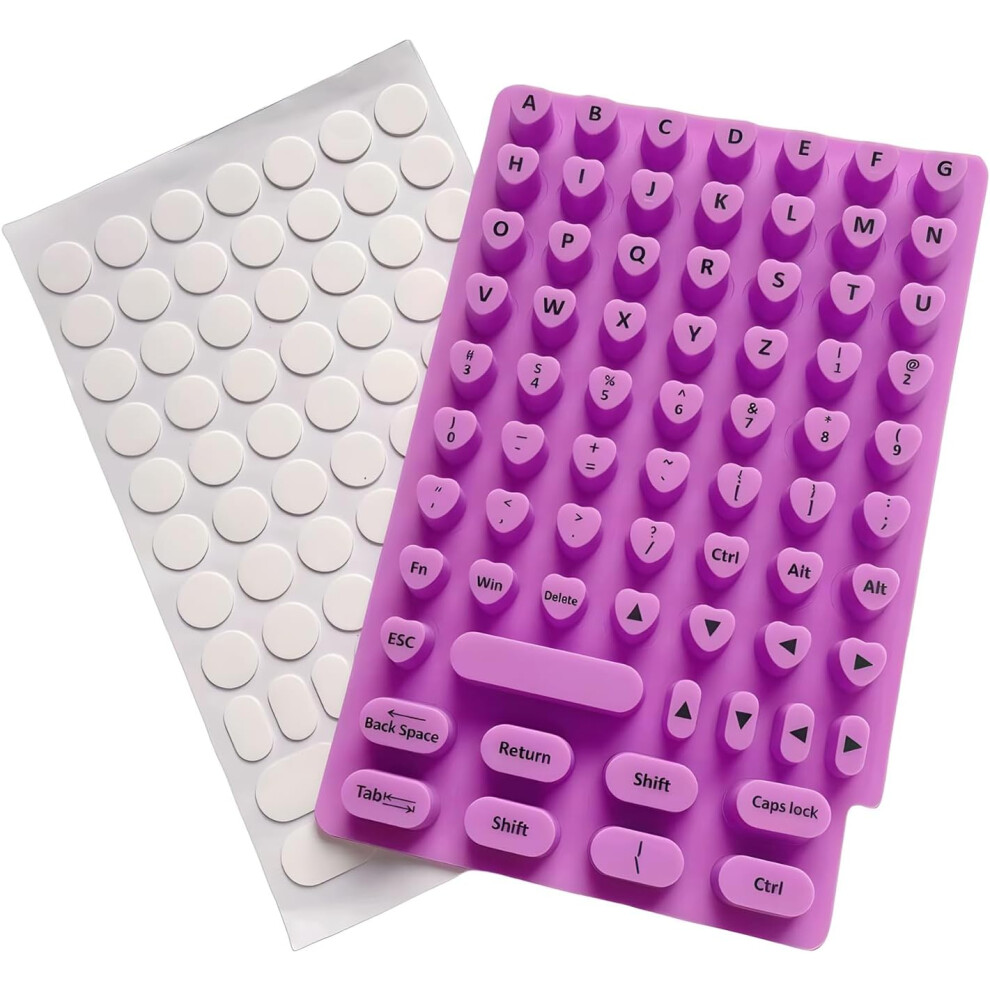(, -) Raised Keyboard Stickers For Long Nails, Reusable Transparent Purple 5437706799597