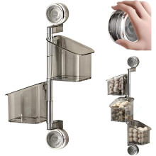 (Gray 2 layers, -) Zuignap roterende keukenorganizer – boorvrije kruidenplank